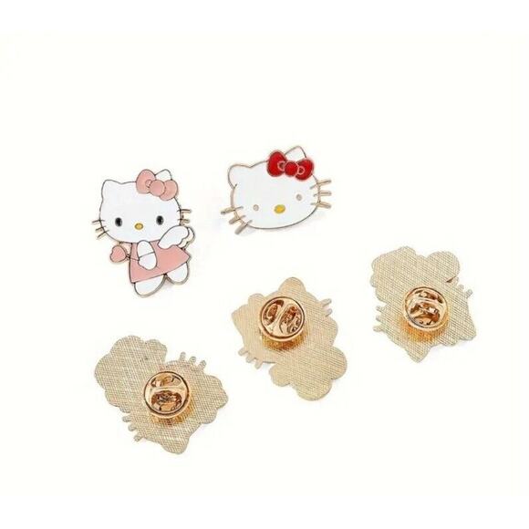 New Sanrio Hello Kitty Metal Enamel Lapel/Badge/Brooch Pin, set of 5 - Picture 3 of 3